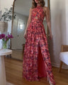 Isa Luna | Robe longue dos nu à imprimé fleuri